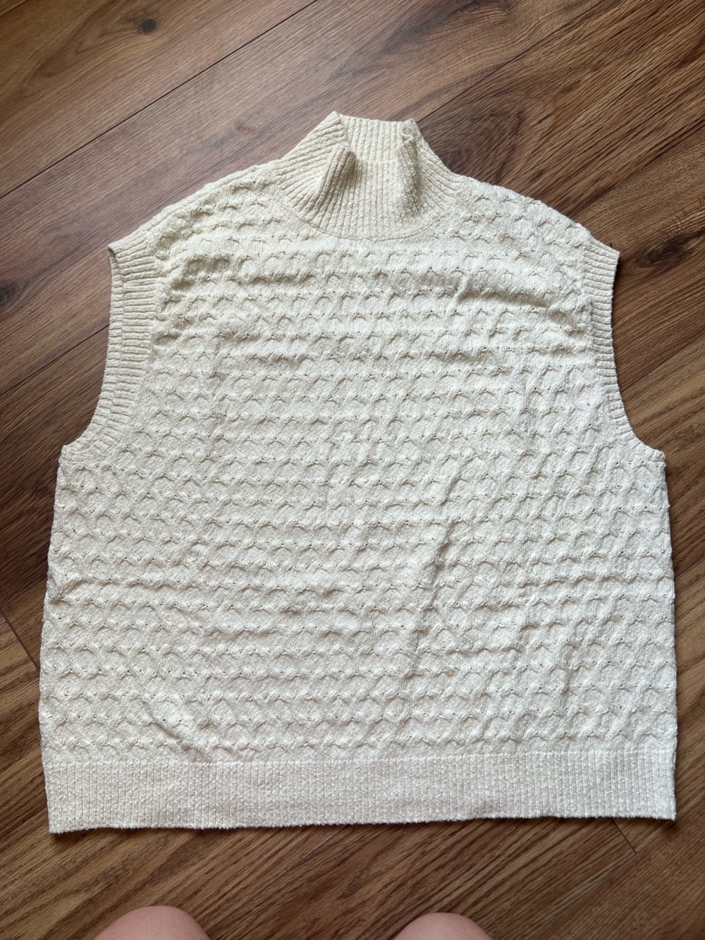 Free People Oversized Cream Cable Knit Vest